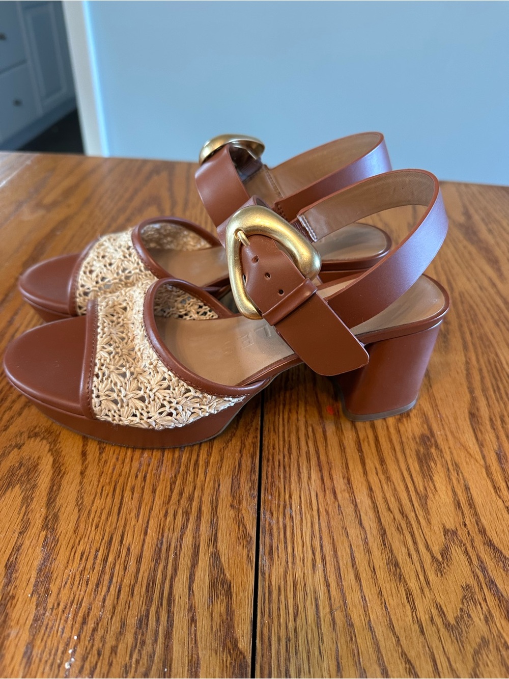 Aerosoles Platform Woven Raffia Block-Heel Sandals - Brown - Picture 5 of 5